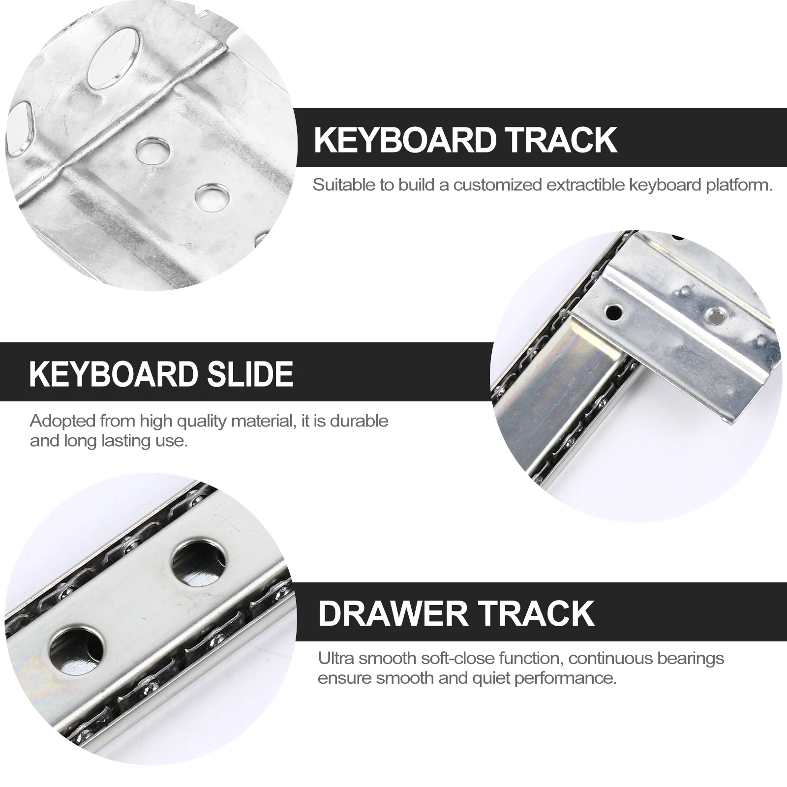 

Heavy Duty Keyboard Drawer Slide Rail Soft Close Durable Steel Ball Bearings For Smooth Silent Operation Customizable