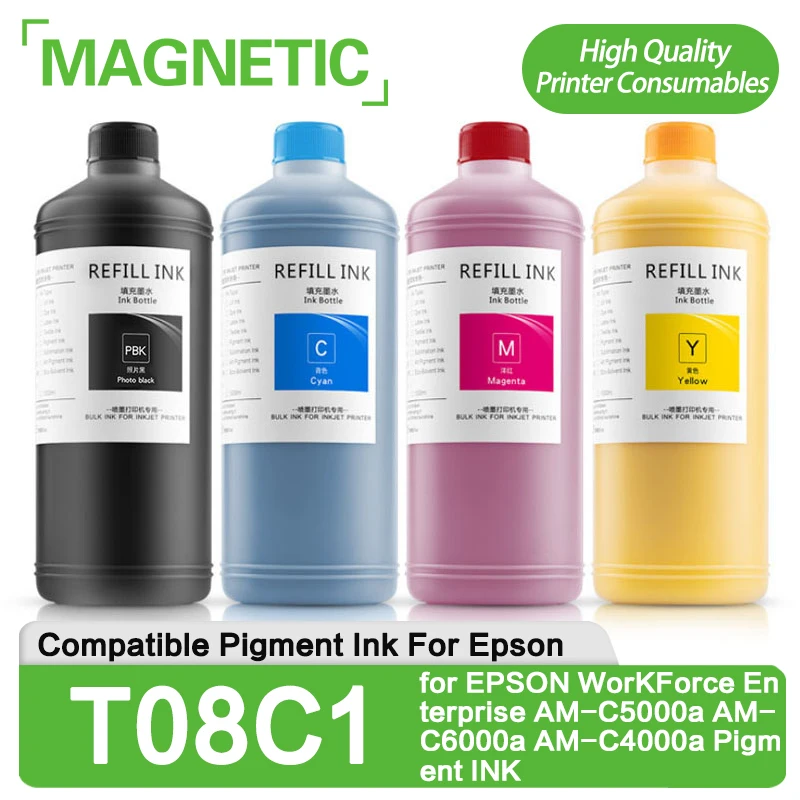 

1000ML Pigment Compatible for Epson WorKForce Enterprise AM-C5000a AM-C6000a AM-C4000a Pigment Ink T08C1-T08C4 T08D1-T08D4