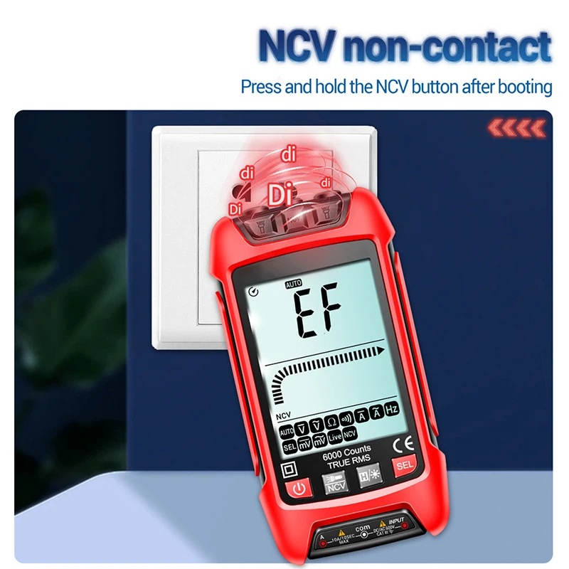 Multimeter Digital Pintar 6000 Counts True RMS Auto Range Multimeter Digital Pengukur Tegangan Arus AC DC Resistansi Multimeter Tester