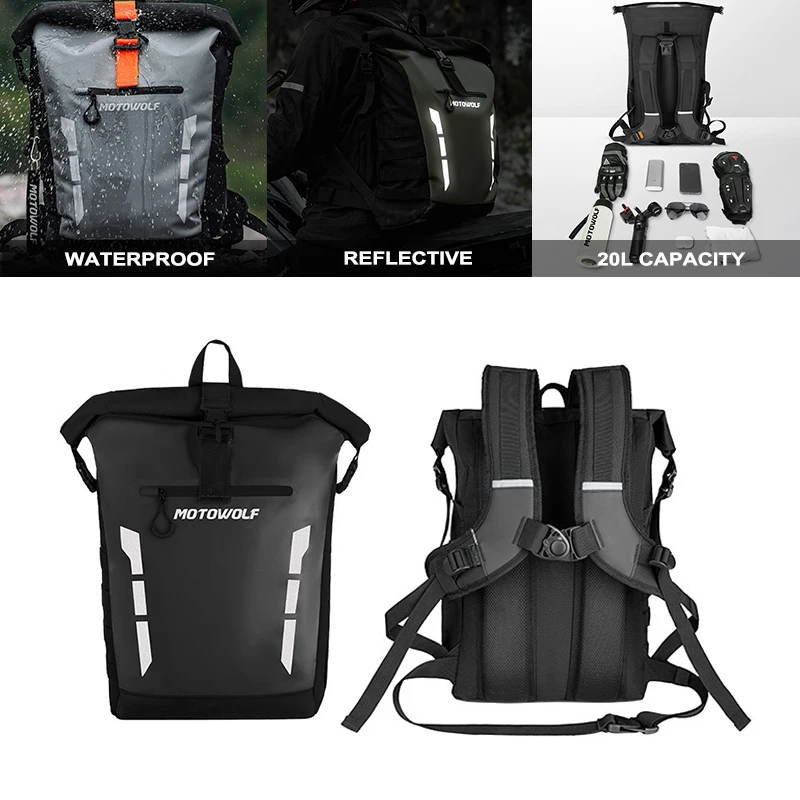 Waterproof Motorcycle Backpack Motorbike Laptop Backpack 20L Large Capacity Outdoor Sports Riding Hiking Travel Shoulder Bag