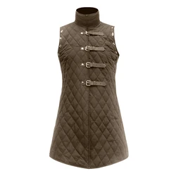 Men's Sleeveless Medieval Armor Retro Cotton Vest Rivet Pirate Stand Collar Jacket Adult Knight Hunter Outfit