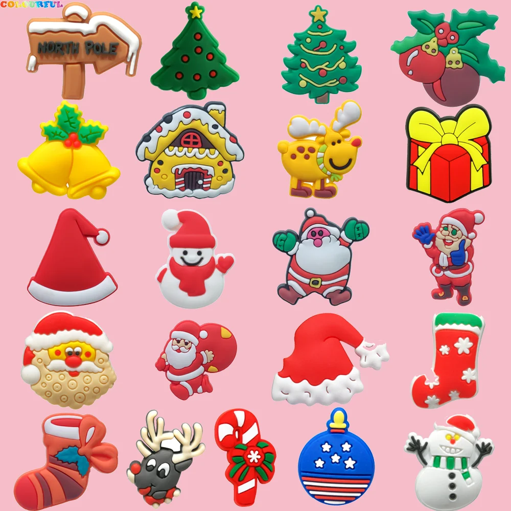 1-50PCS PVC Fridge Magnets Christmas Series,Home Fridge Decoration Mini Bell Snowman Moose,Family Souvenir Message Party Favors