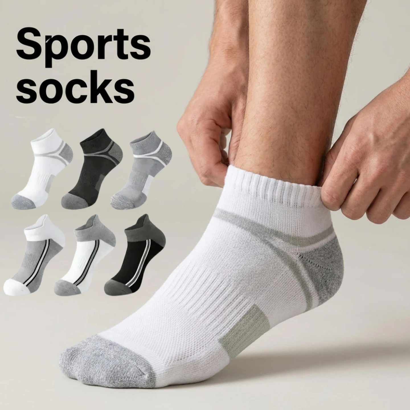8 Paar Herren-Sportsocken, atmungsaktive Mesh-Sportsocken mit Streifendesign, gepolsterte, niedrig geschnittene Socken zum Laufen und für das Fitnessstudio.