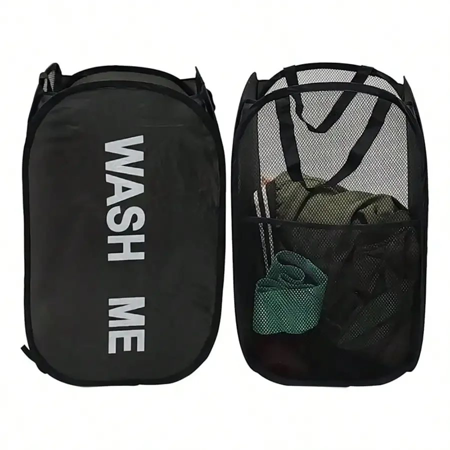 Durable Folding Simple Laundry Basket Largewashable Clothes Toy Storage Organizer Fashionmesh Breathable Bathroom Accessories