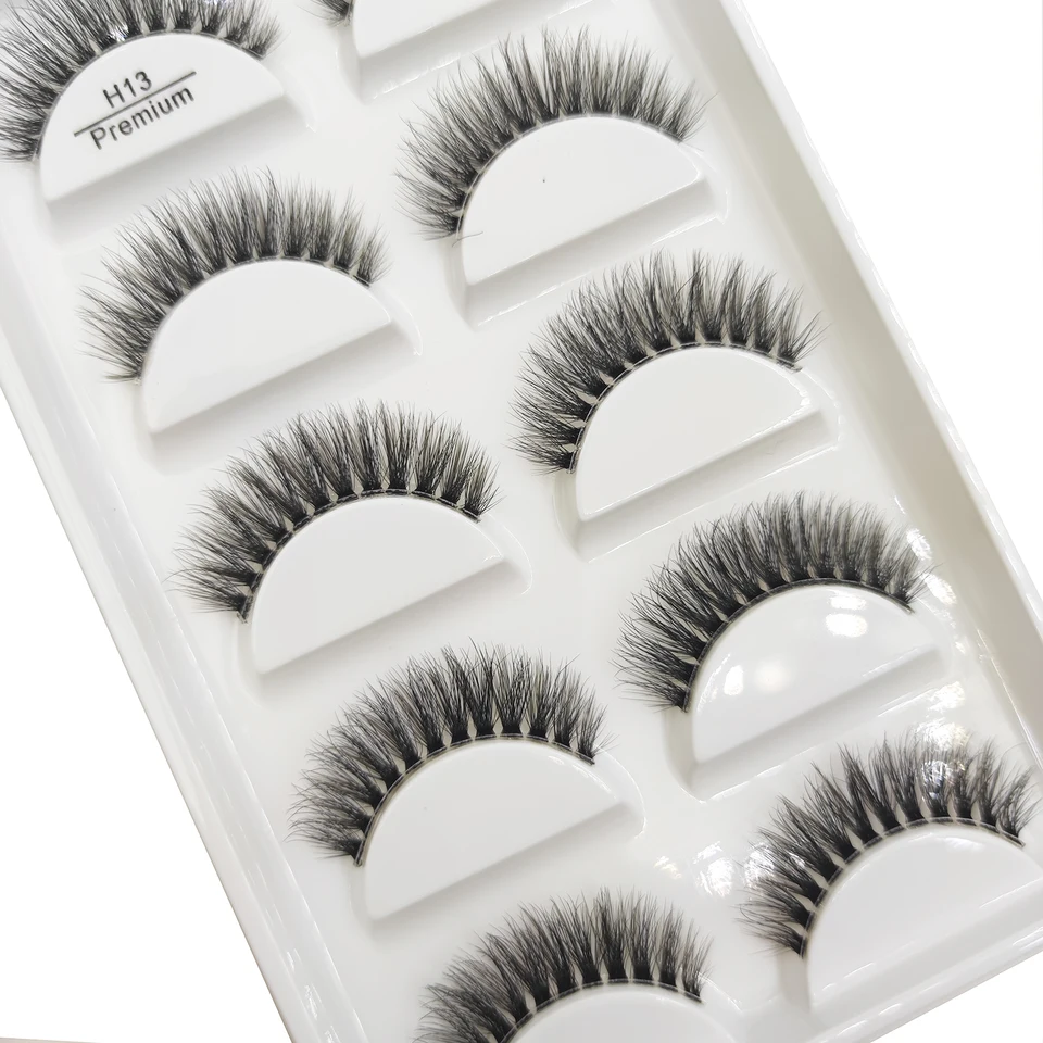 Pestañas de visón 3D transparentes, pestañas postizas naturales claras, suaves e invisibles, tipo wispi, H13 X08, 5 pares 6