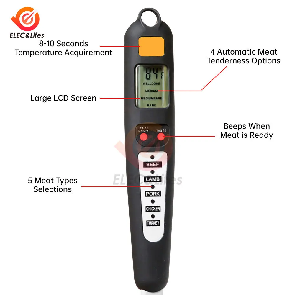 Instant Read Kitchen Food Baking Digital Thermometer Electronic Dual Probe Type Digital Display Liquid Grill Thermometer