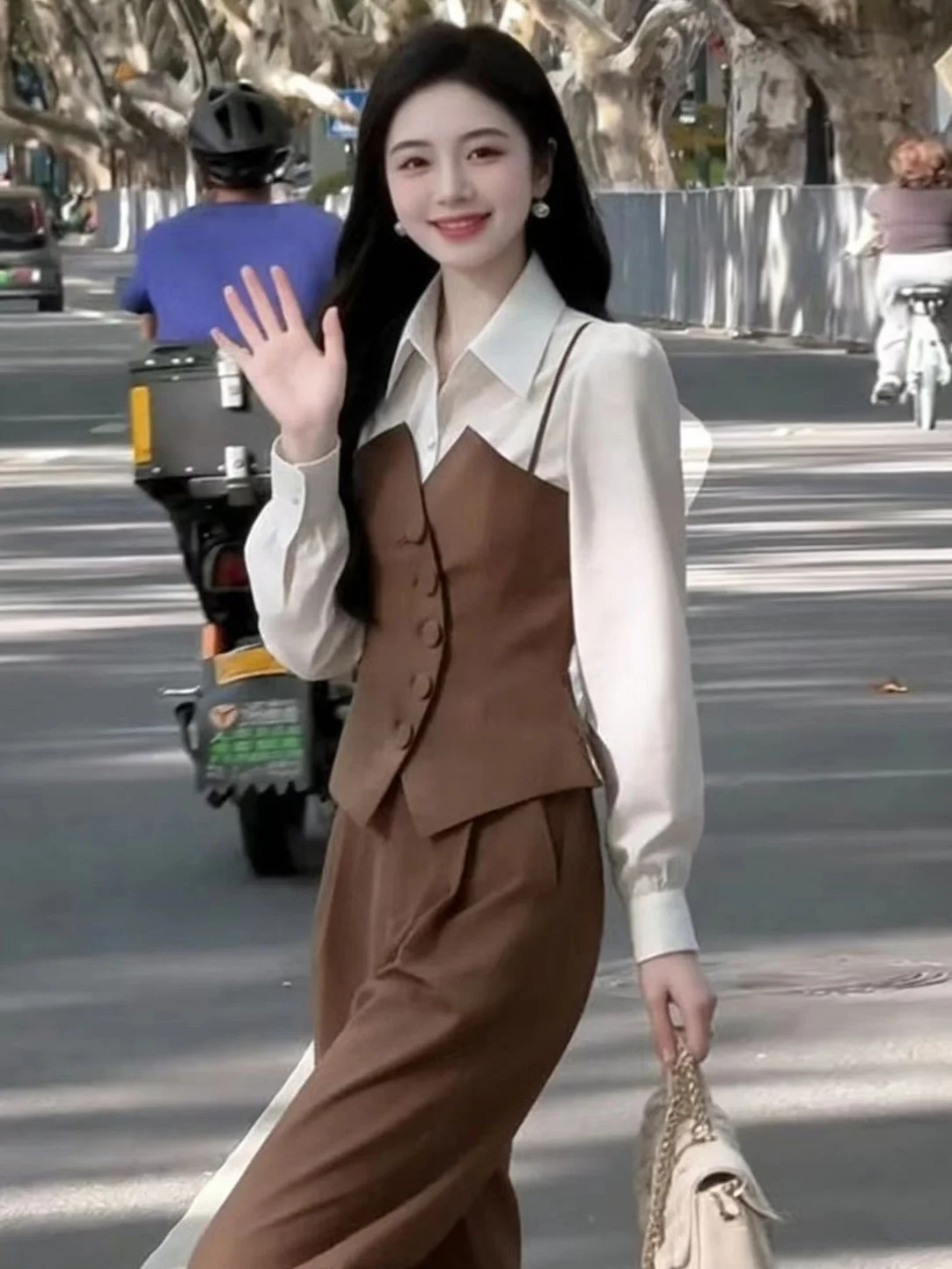 

High Quality Fashionable Patchwork Slimming Casual Women's Spring 2026 Long Pants Set Elegant Ageless Top Bottom Ensemble