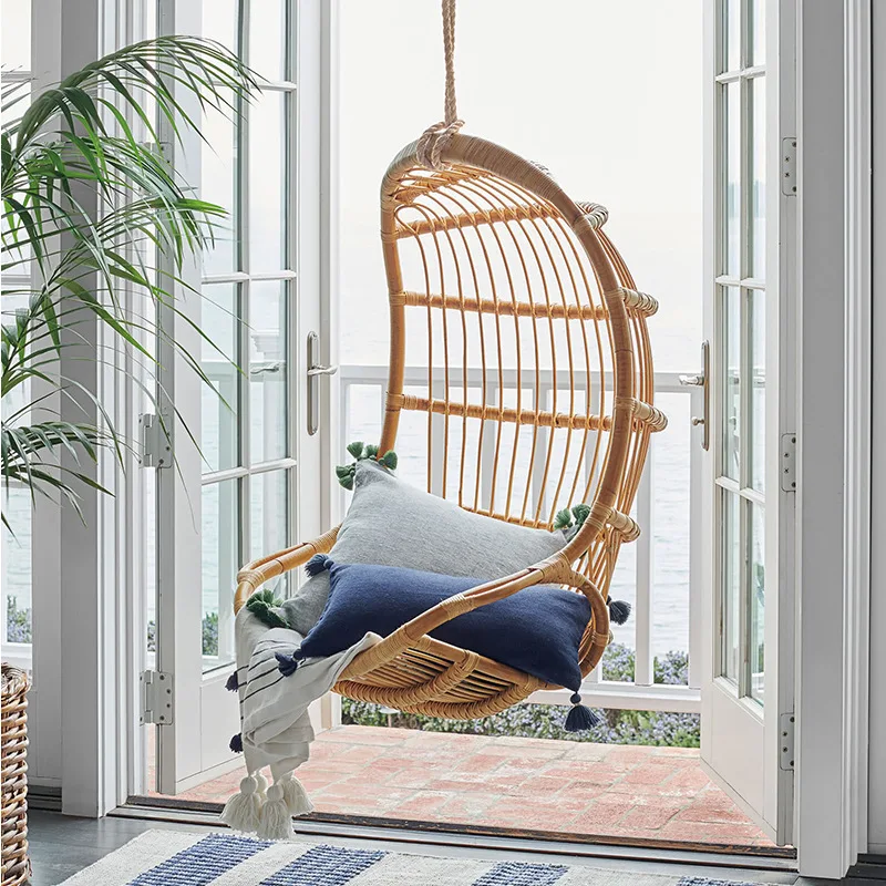 

ins Hanging Rocking Swing Indoor Adult Rattan Indonesian True Rattan Vintage Handmade Hanging Basket Home Balcony