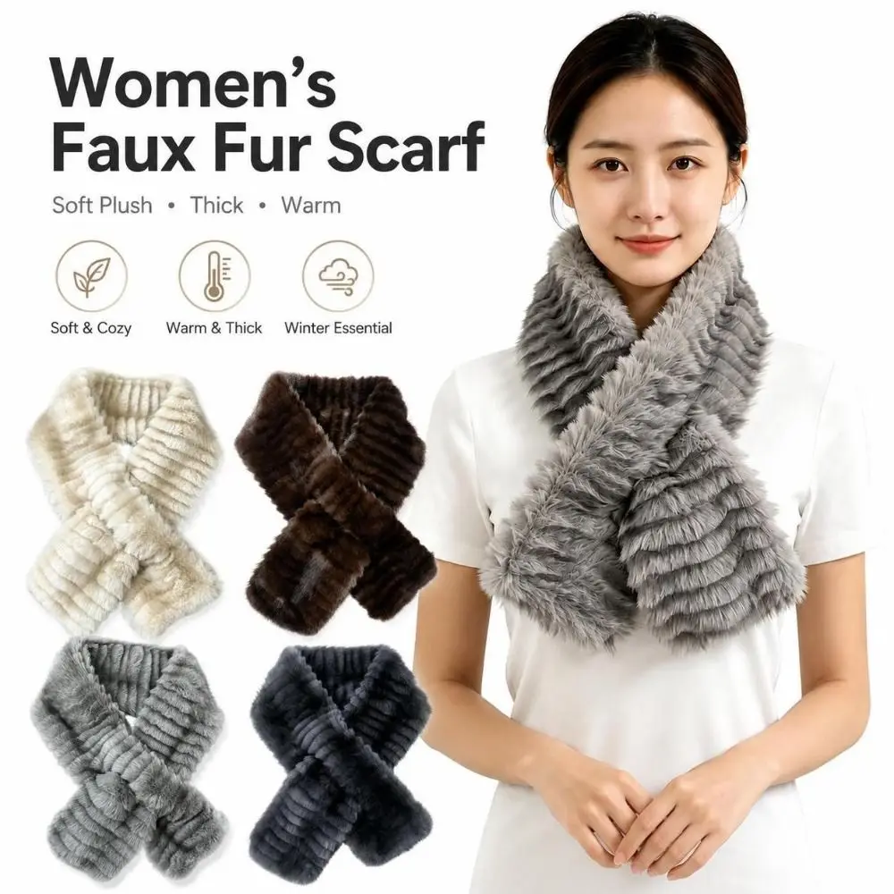 Gifts Faux Mink Fur Faux Fur Scarf Soft Thickened Neck Warmer Faux Fur Collar Women's