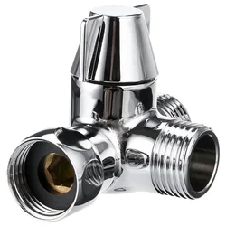 Shower Hose Splitter Brass 3 Way Diverter 1/2 Inch Hand Shower T Adapter Water Valve Electroplating 180° Rotating Switch