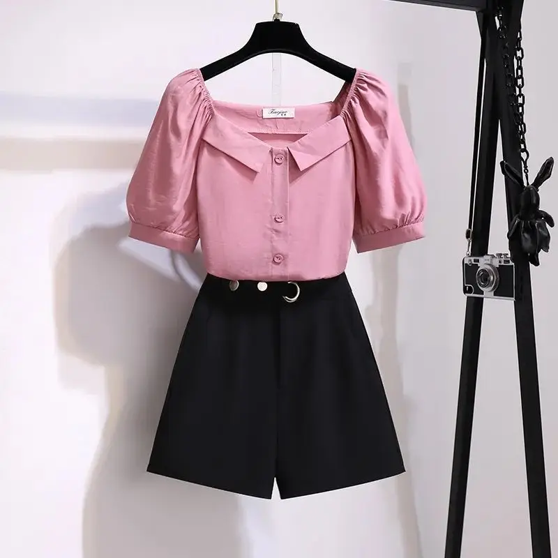 2024 Summer New Shorts Set Women's Loose Small Stature Light Mature Fashion Short Sleeved Shirt Two Piece Set