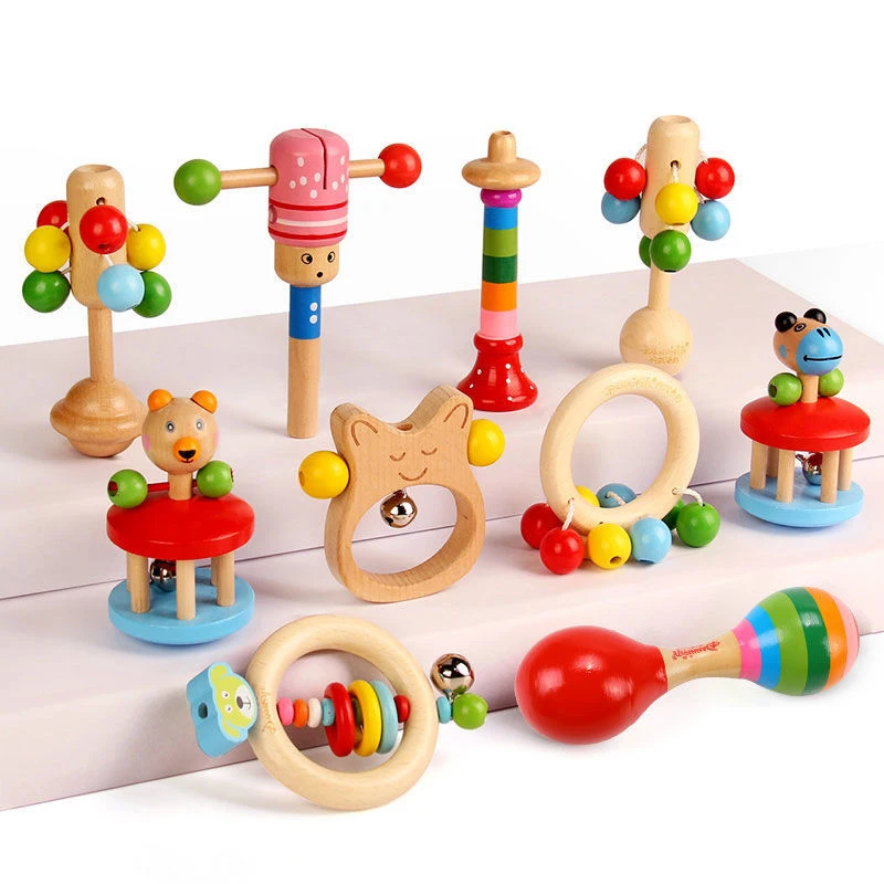 Giocattoli Montessori sonagli per bambini in legno Sand Hamer giocattoli musicali apprendimento precoce giocattoli educativi per lo sviluppo per bambini 0 12 mesi