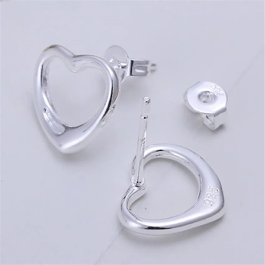 Boucles d'oreilles coeur romantique en argent regardé 925 pour femme, bijoux assortis, breloques fines, fête de mariage, cadeaux de Noël, rue