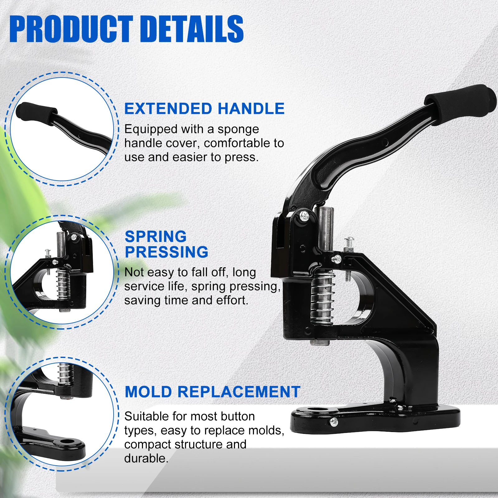 Hand Press Machine Set w/Dies for Snap Buttons Grommet Eyelets Rivets Popper Fasteners Setting Snap Button Dies