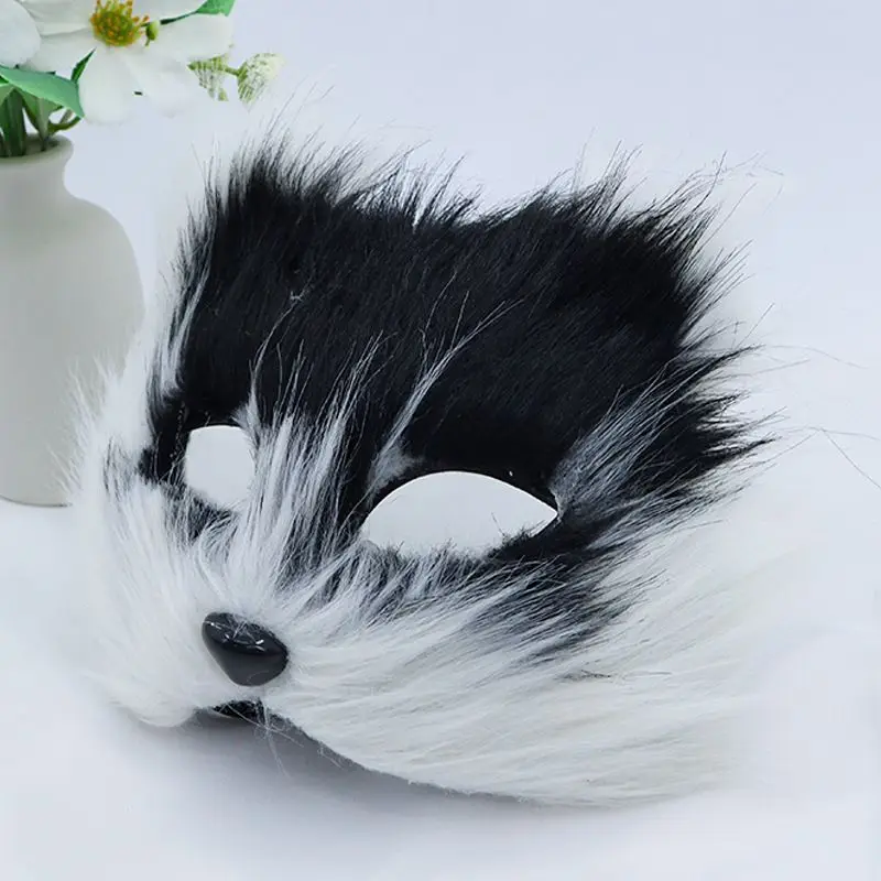 Masque de masade de renard en peluche pour femme, Rhsexy, mascarnaval, Halloween, Noël, cosplay, habillage, amoureux, date, noir, blanc, mignon