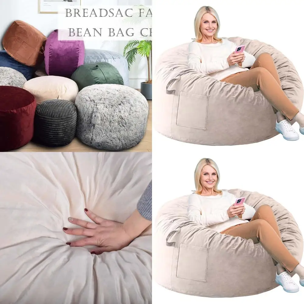 كراسي بين باج من إسفنج الذاكرة - أريكة كسولة مخملية للبالغين والمراهقين والأطفال وغرفة المعيشة وغرفة النوم والنوم #1