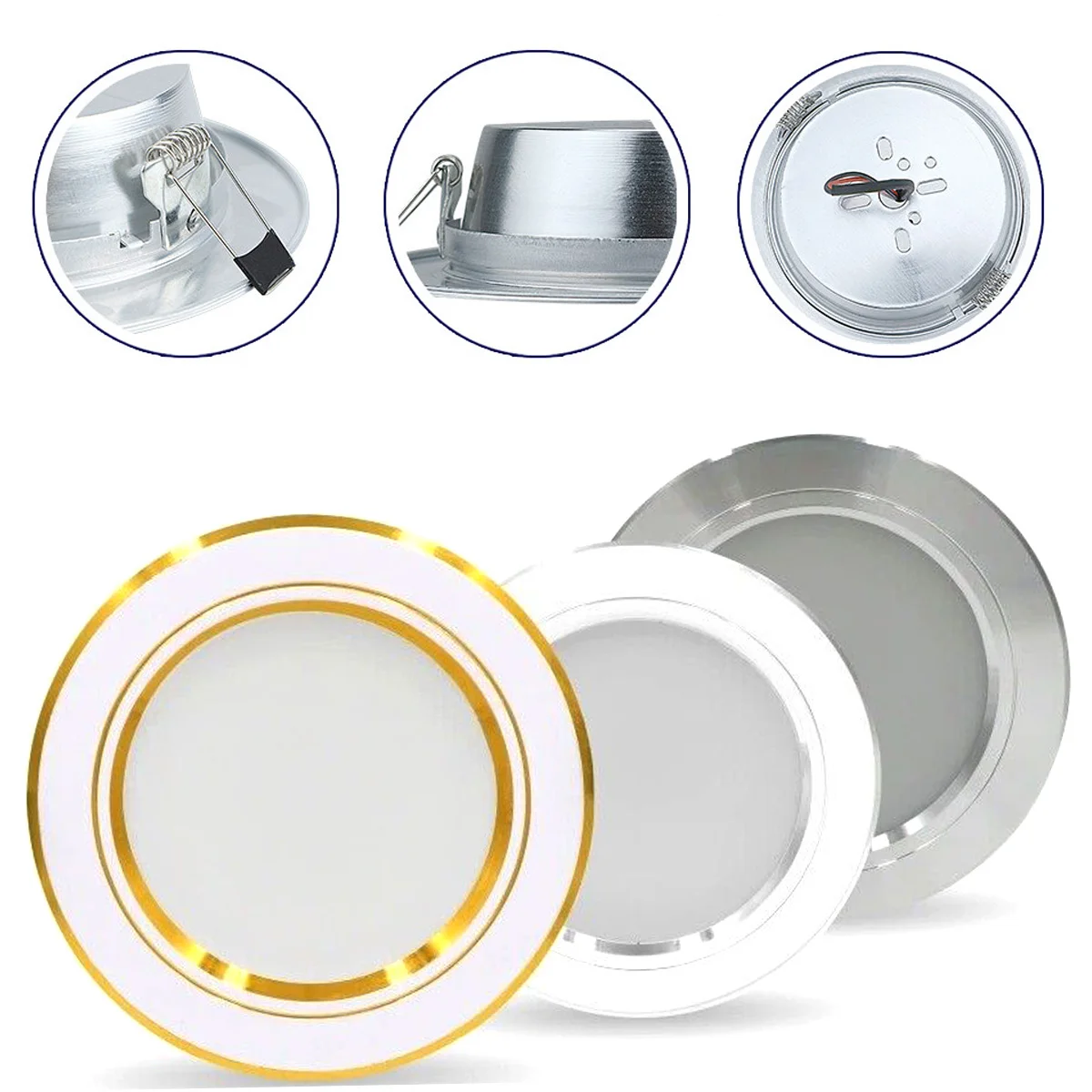 LED typu Downlight 220V 240V 5W 9W 12W 15W 18W wpuszczane okrągłe lampy sufitowe LED o wysokiej jasności do komercyjnych dekoracja sypialni W