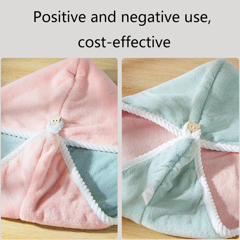 Double Layer Hair Drying Cap Coral Velvet Super Absorbent Hair Drying Towel Quick Soft Shower Cap Drying Towel