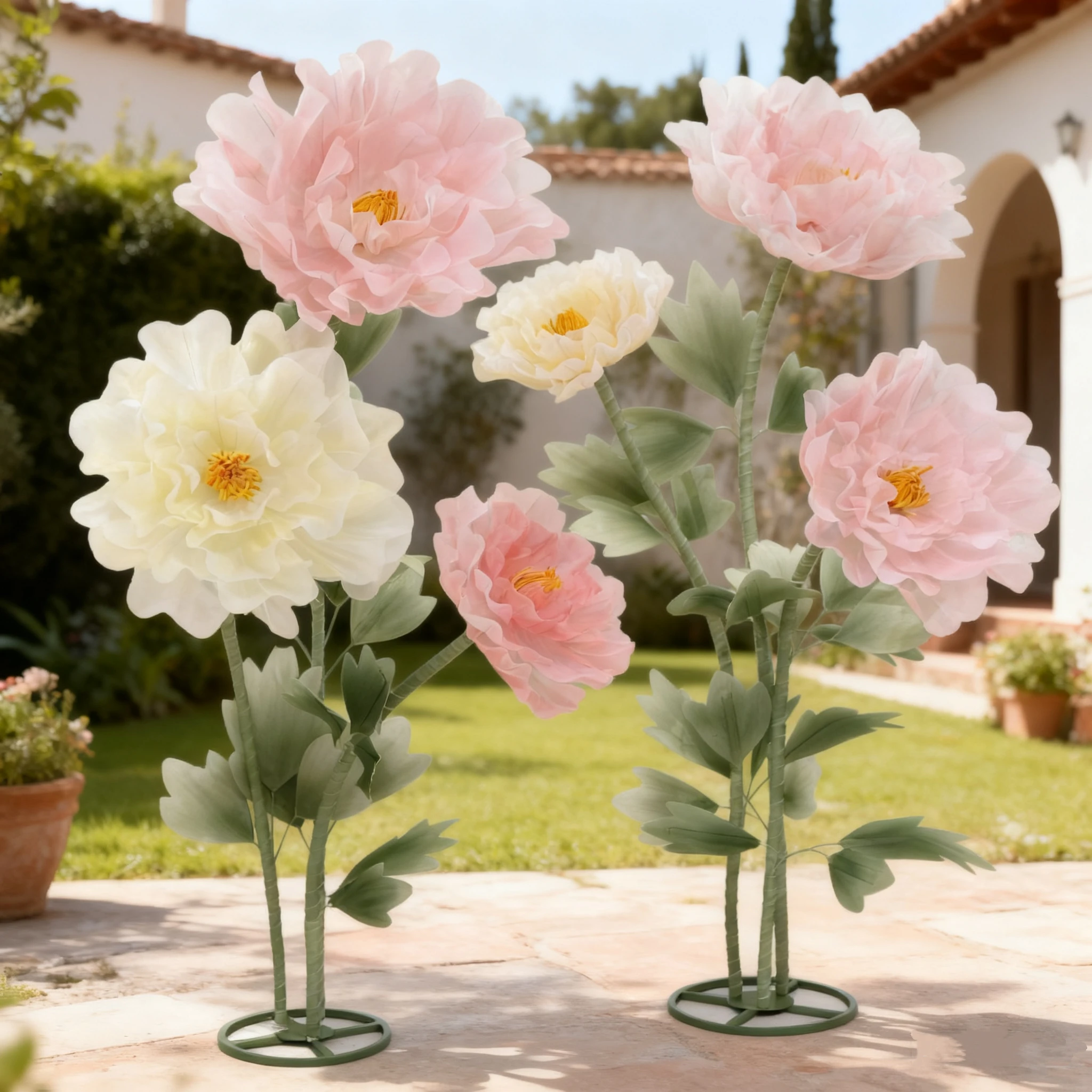 

Giant Outdoor Silk Pink Flowers Wedding Decor Artificial Flowers For Decoration Peony Road Lead Backdrop Decoration With Stand