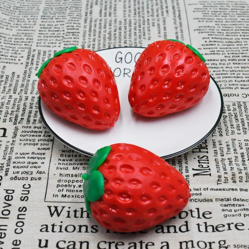 Creative Squishy Strawberry Stress Ball Toy Super Soft Building Block Filling Squeeze Fidget Toy ASMR Sensory Anti Stress Toys