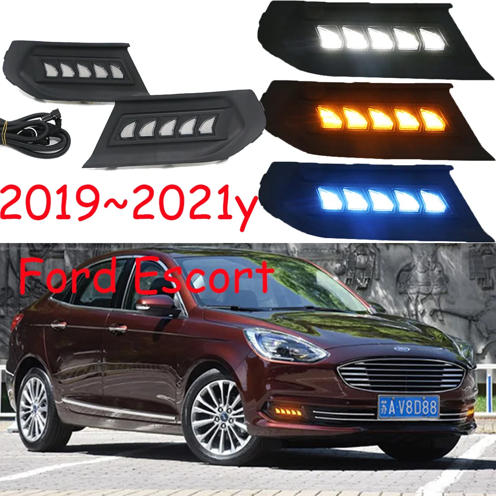 Car bumper headlamp for Ford Escort daytime light 2019~2021y DRL car accessories LED headlight for Escort fog light