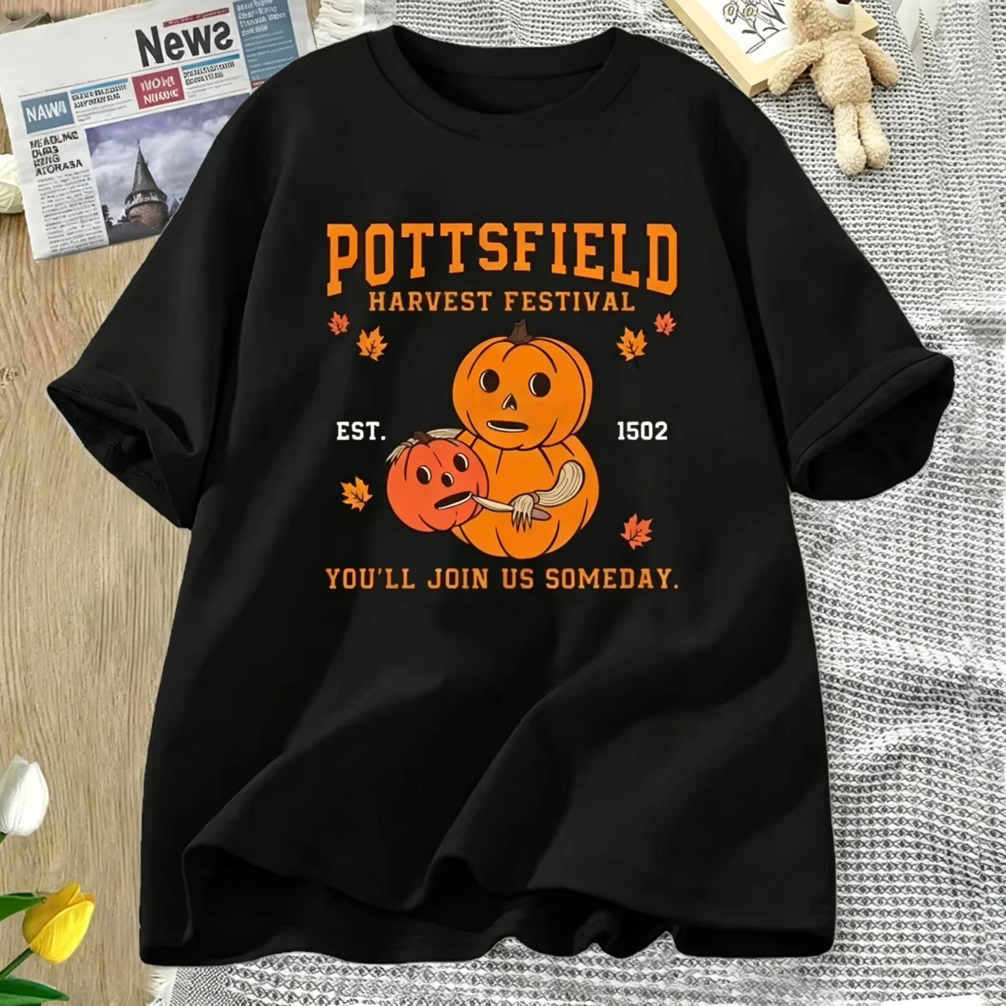 2026 Pottsfield Harvest Festival T Shirt Over The Garden Wall Vintage Pumpkin Halloween T-shirt Women Fall Cotton Graphic Tees