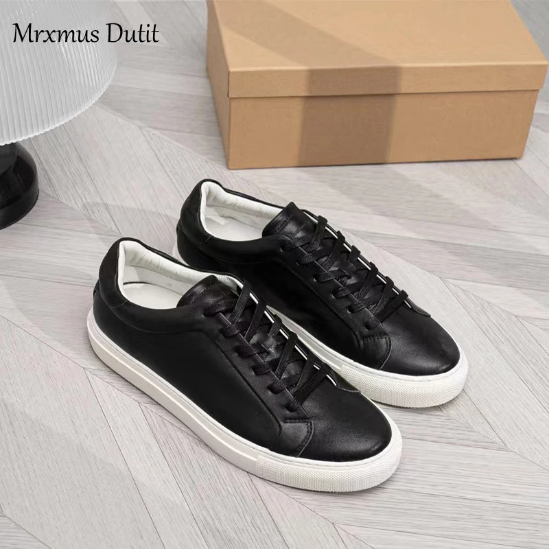 Mrxmus Dutit Men Shoes 2023 summer New Fashion Leather Casual Men\'s Sneakers Solid Color Simple Versatile White Shoes Male