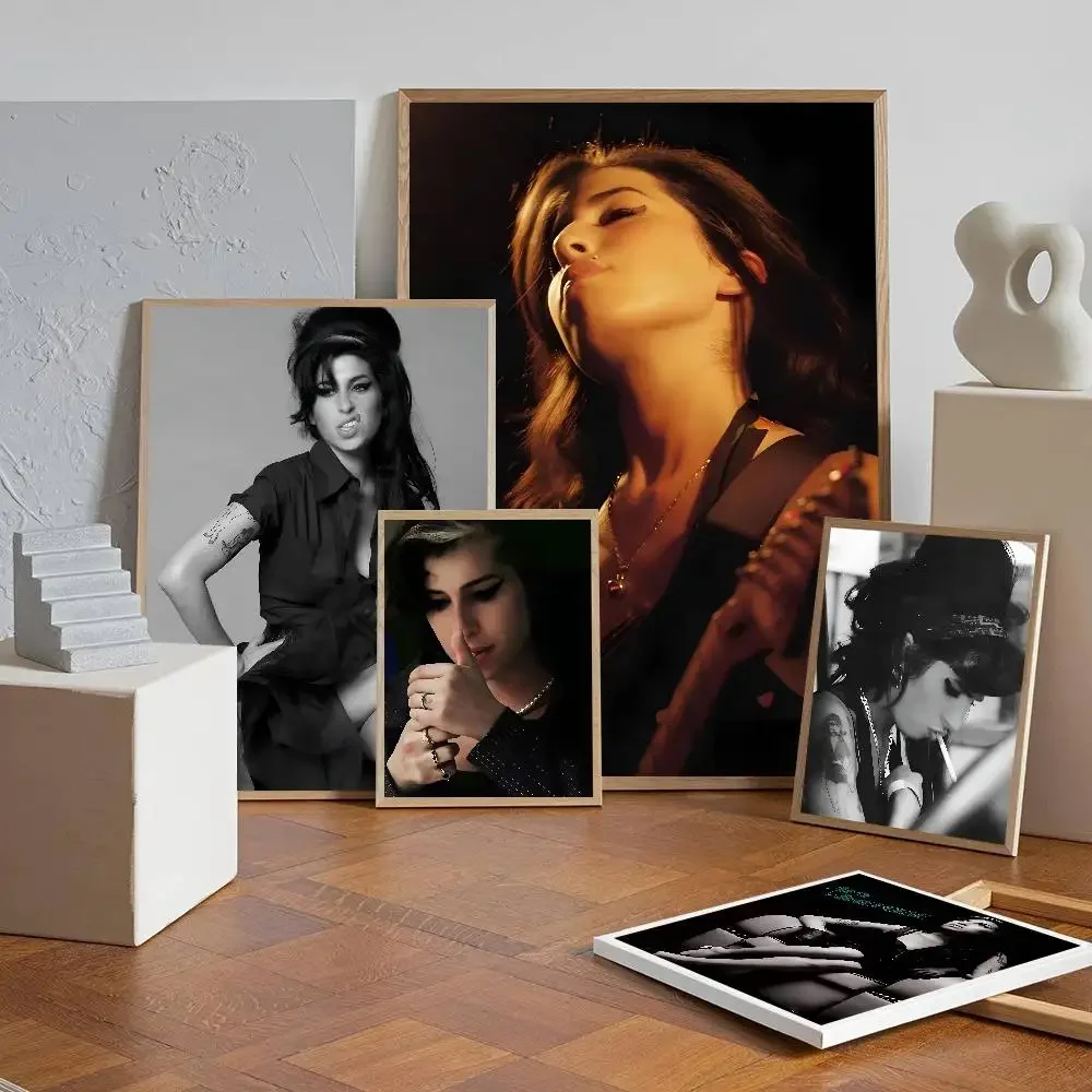 المغني الموسيقى الشهيرة ايمي واينهاوس الفيلم الكلاسيكي المشارك ذاتية اللصق الفن ورق مقاوم للماء ملصق جدار ديكور الغرفة