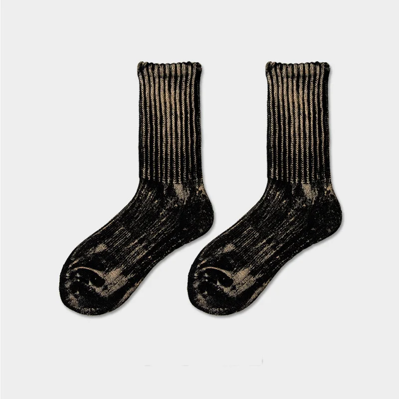 Autumn and Winter Women's Mid length Socks Thick Thread Couple Socks Street Faded Old Cotton Socks Personalized Warm Men's Socks image 6