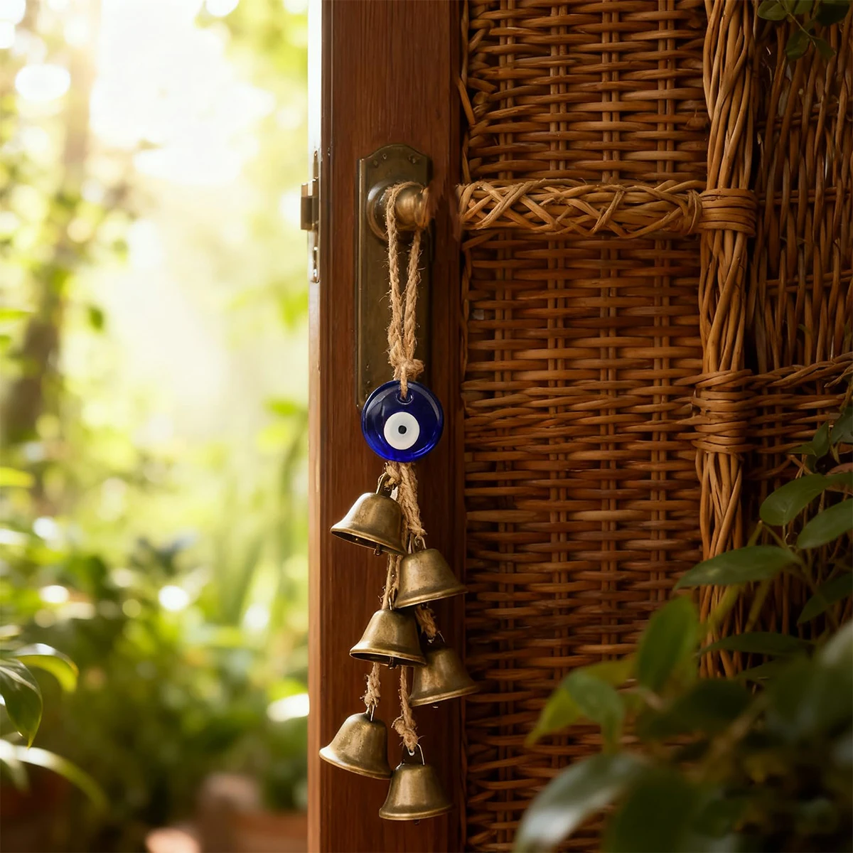 1 PC Witches Bells Evil Eye Door Knob Protection Bell Chime Turkeyish Style Home Decro Bells Home Talisman Pagan Entryway Gift