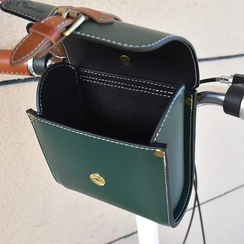 Folding bicycle handlebar bag for brompton quick release bag PU waterproof bag