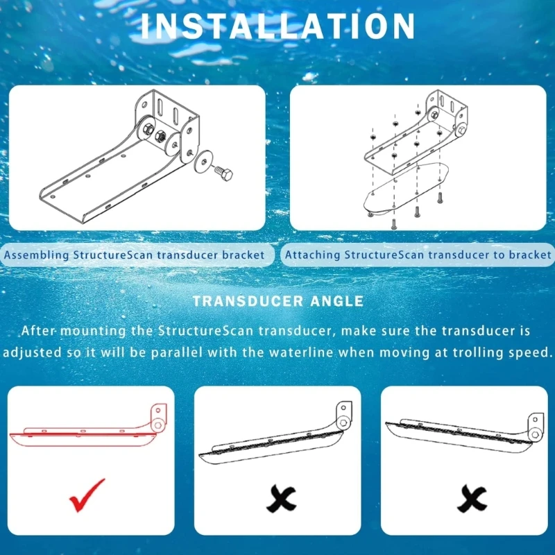 For LSS-2 000-10874-001 Transducer Skimmer Mount Bracket Transom Stable Support