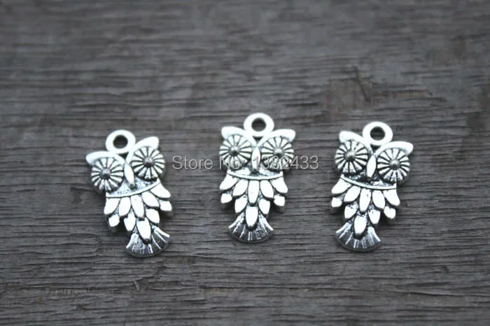 20pcs Mini Owl Charms Antique Silver Bird Beads Pendants 11x20mm