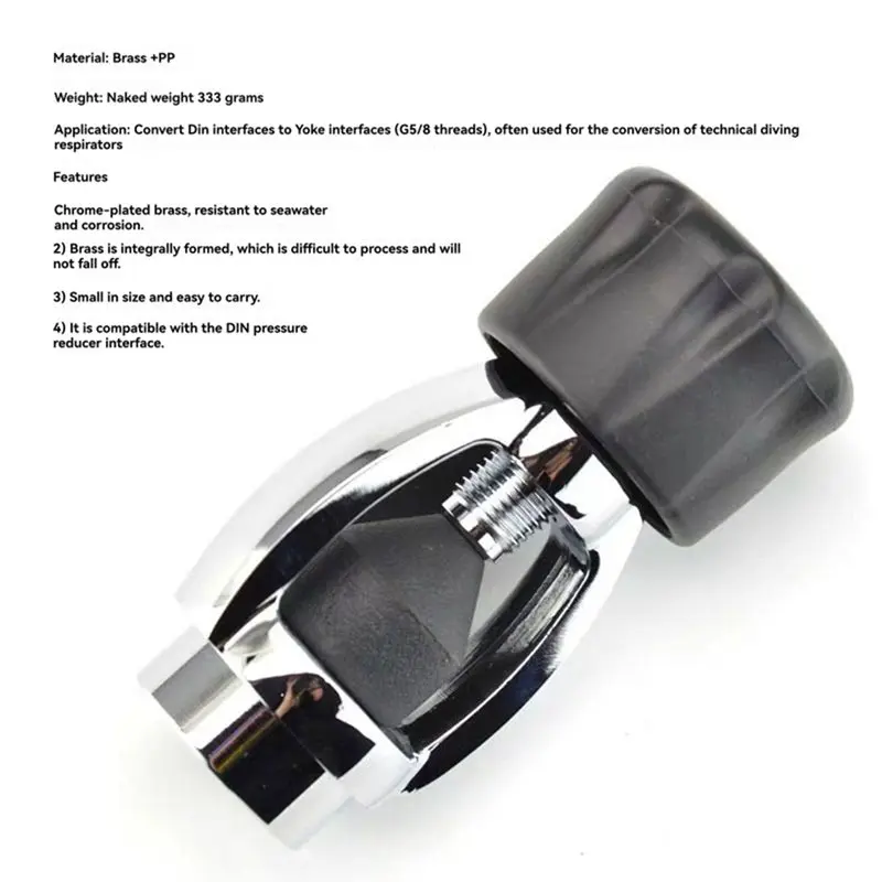 A89E-G5/8 Diving Fire Cylinder Tank Inflatable Adapter For Din To Yoke Conversion Efficient Design