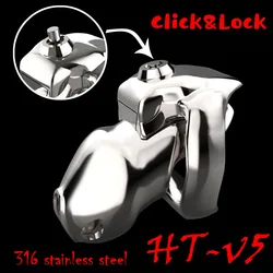 New HT V5 Cock Cage Male Penis Ring Chastity Device/Belt 316 Stainless Steel Chastity Inescapable Extreme Sex Toys For Men Gay