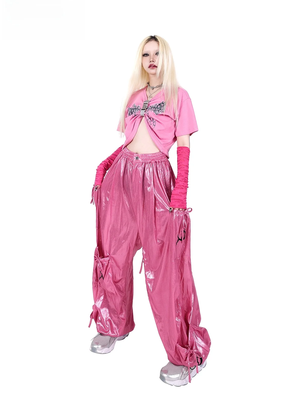 Original Design  Knot Pocket Street Dance Hip Hop Women's Group Y2K Workwear Pants Straight Leg Cotton Casual Trousers
