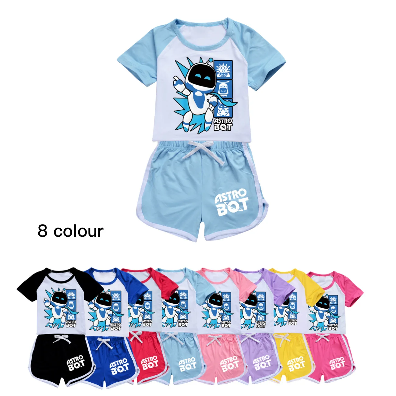 Astro Bot Clothes Toddler Girls Sportsuit Kids Game ASTROBOT Tshirts Boys Short Sleeve Tops Shorts 2pcs Sets Children's Clothing