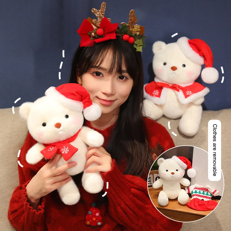 Simpatico cartone animato maglione di Natale orso giocattolo decorazione della casa di Natale giocattoli per bambini Kawaii divertente orso bambola giocattoli regali di Natale