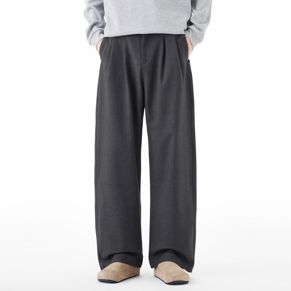 Pantalones de cintura alta para hombre, traje informal de pierna ancha, pantalón Vintage, moda japonesa, ropa de calle de Corea, pantalones largos