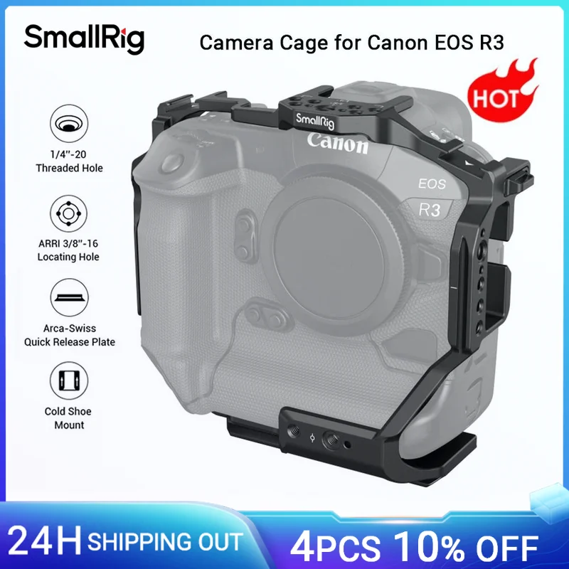 SmallRig Cage for Canon R3 Built-in Plate for Arca-Swiss for Quick Switch Among Handheld, Tripod and Stabilizer Shooting - 3884