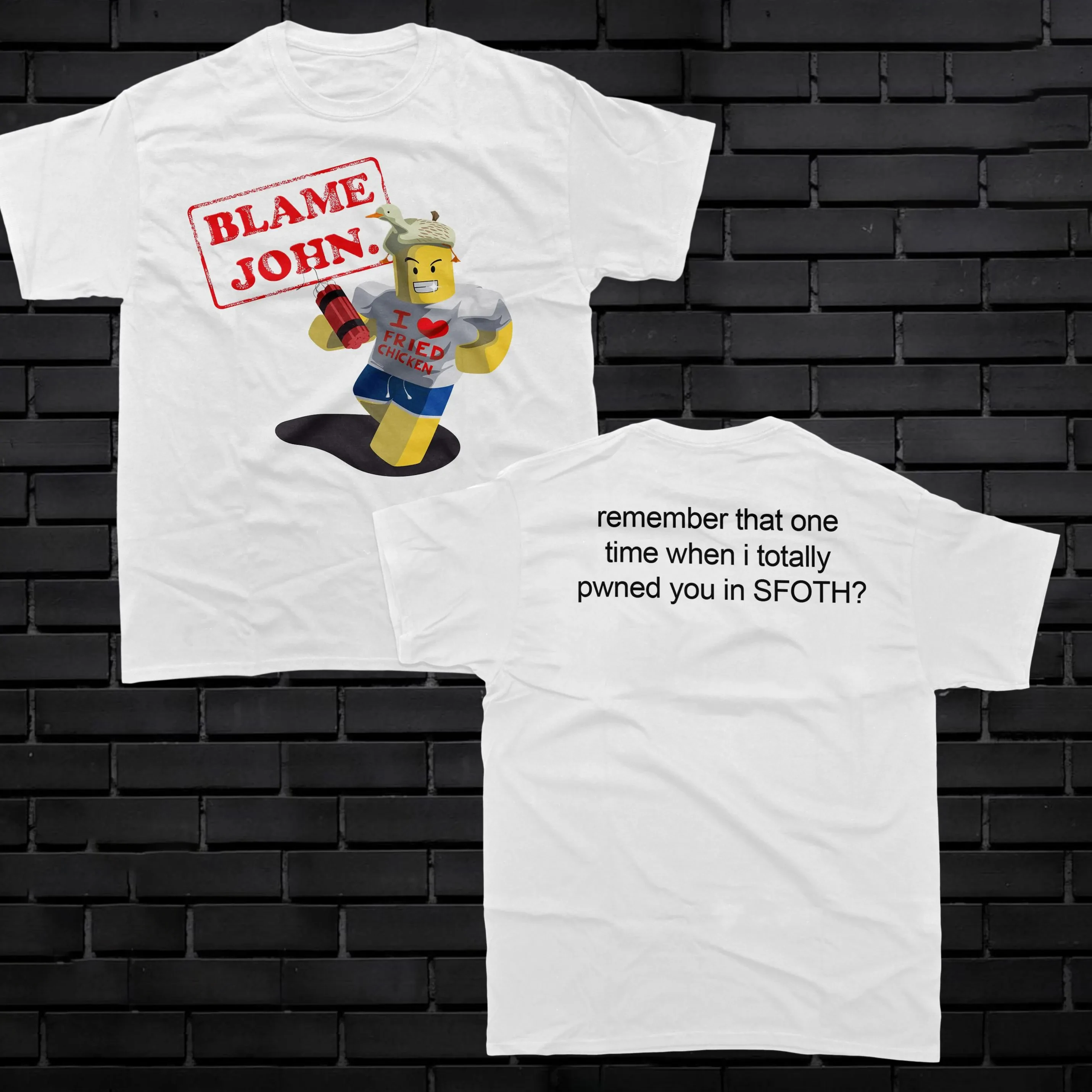 Blame John قميص كارتون مانغا تي شيرت للنساء والرجال كبير الحجم بأكمام قصيرة جون Gaming Blame ملابس عالية الجودة من الأمام والخلف