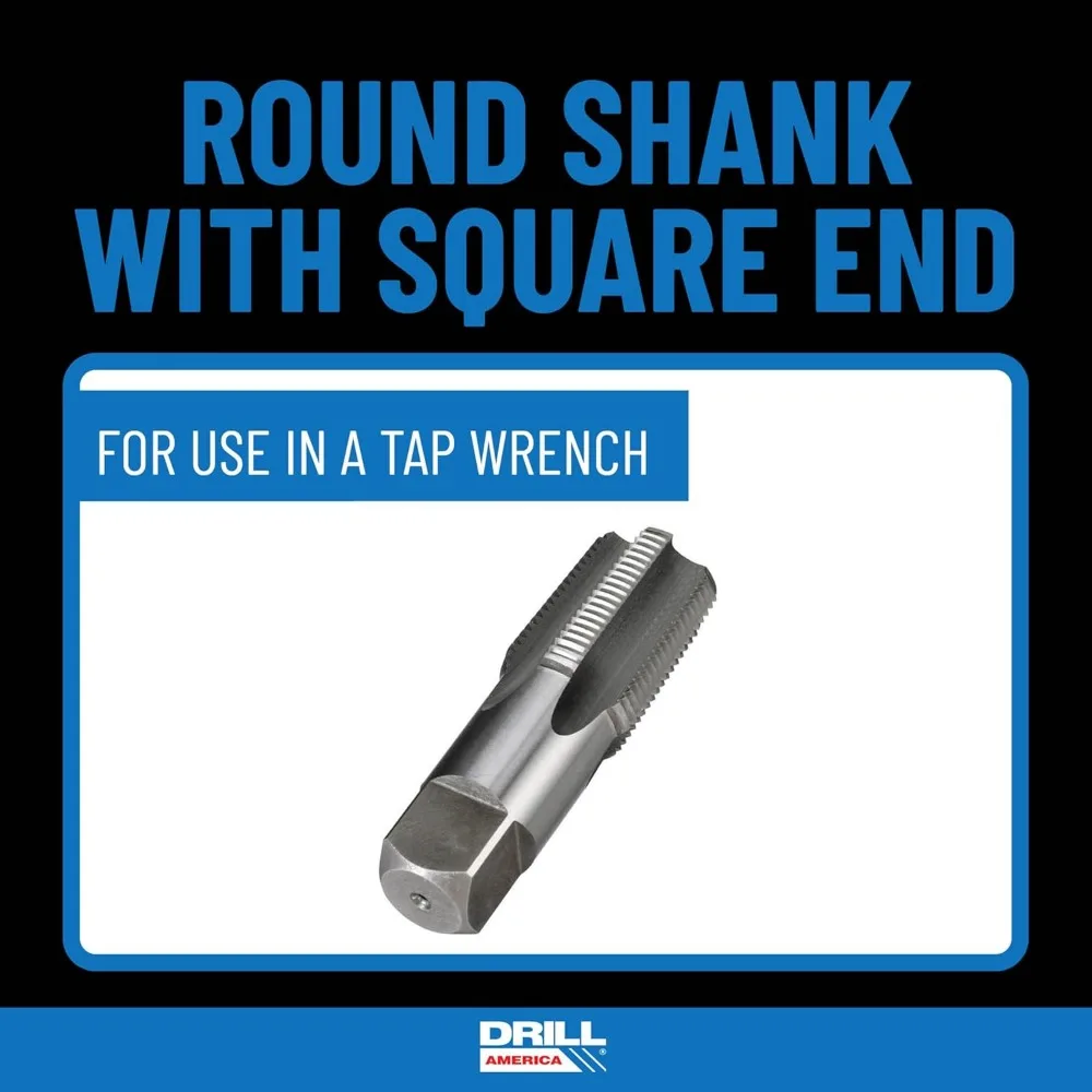 ชุดต๊าปท่อ NPT 6 ชิ้น ทำจากเหล็กกล้าคาร์บอน ประกอบด้วยขนาด 1/8, 1/4, 3/8, 1/2, 3/4 และ 1 นิ้ว บรรจุในกล่องไม้