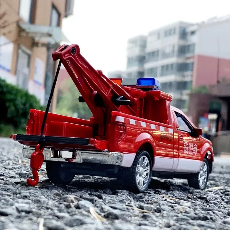 1:32 Legering Pull Back Model Rescue Trailer Auto's Diecasts & Toy Vehicles Speelgoed Diecast Legering Model Auto Collectible
