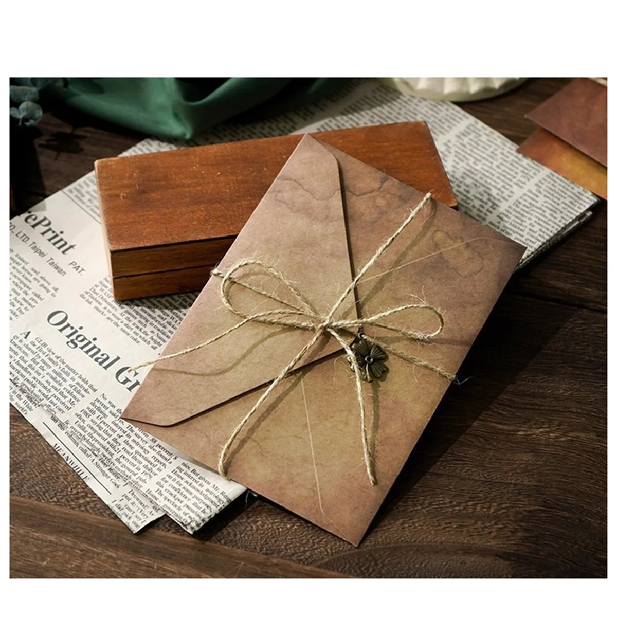 Vintage Stationary Paper and Envelopes Set, Includes Letter Paper, Envelopes, Vintage Accessories, Rope