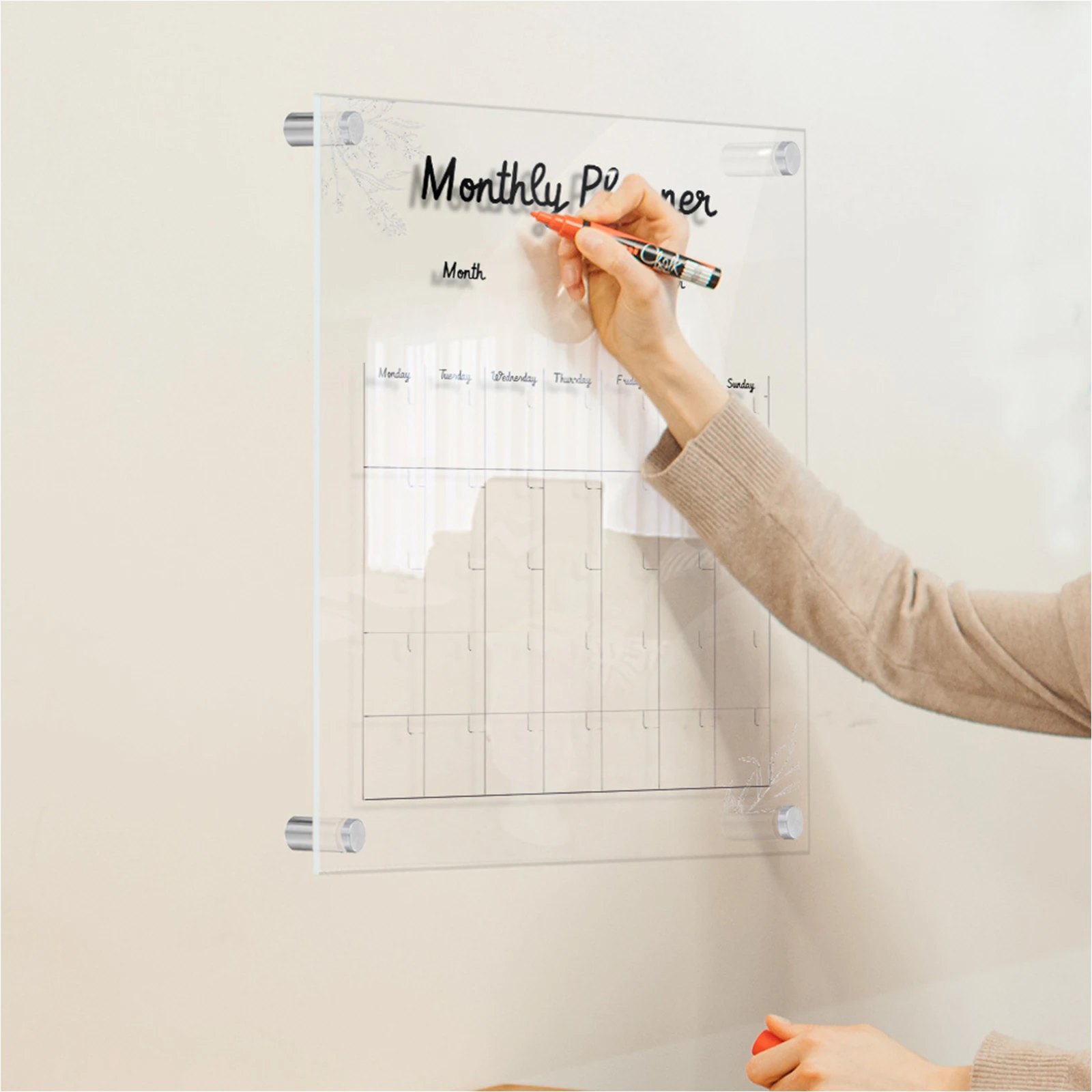 Wall Planner Acrylic Note Board Magnetic Whiteboard Clear Sign Calendar Hanging