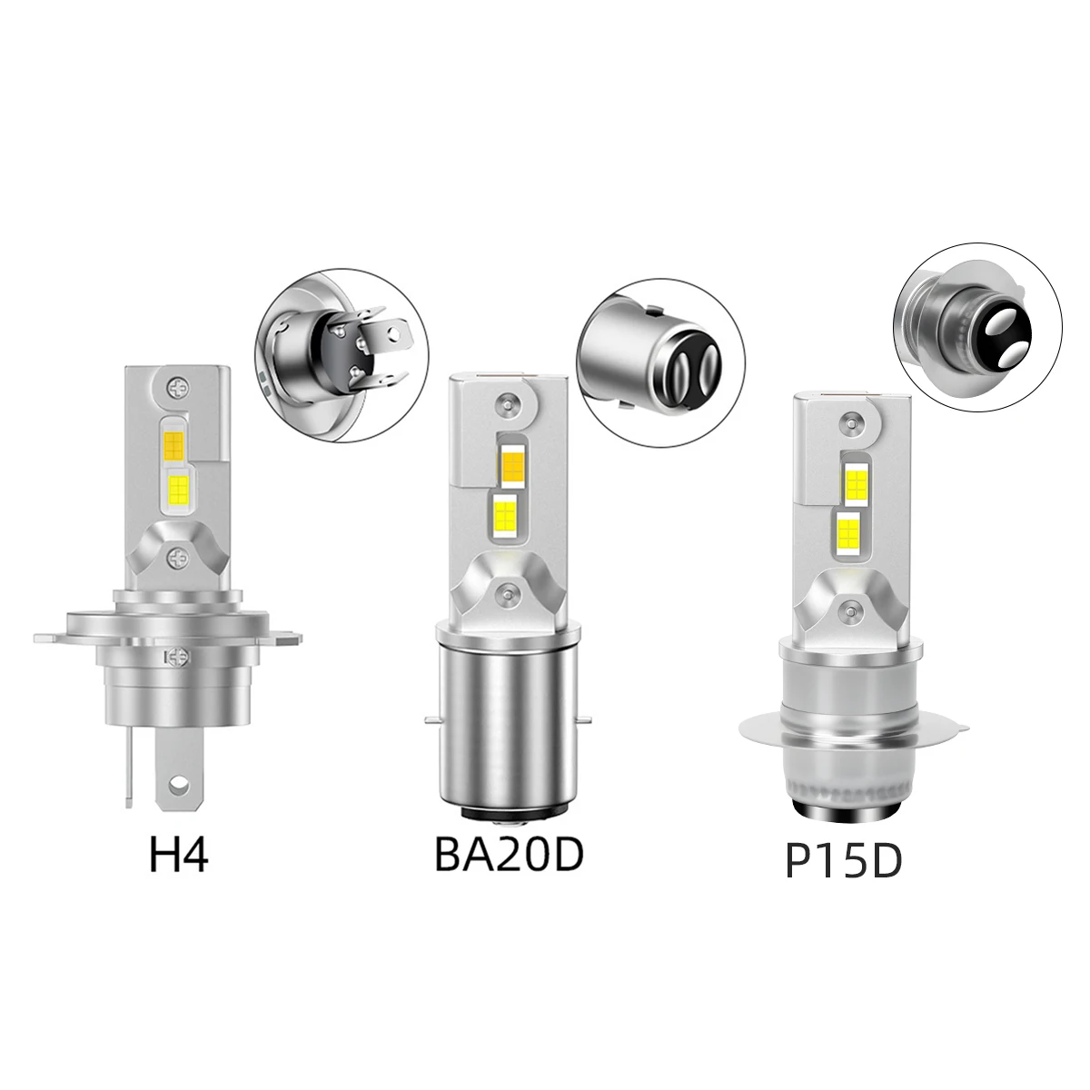 1pc H4 BA20D P15D LED Bulbs HB3 HB4 CSP LED Super Bright Motorcycle Headlight White Yellow Hi/Lo Beam Scooter Spotlight DRL Lamp - view 4