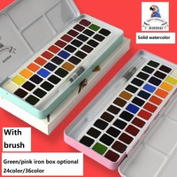 Ruben meiliang Solid Watercolor Paint 24/36 Color Iron Box with Brush Transparent Acuarela Set for Beginners Professional Art