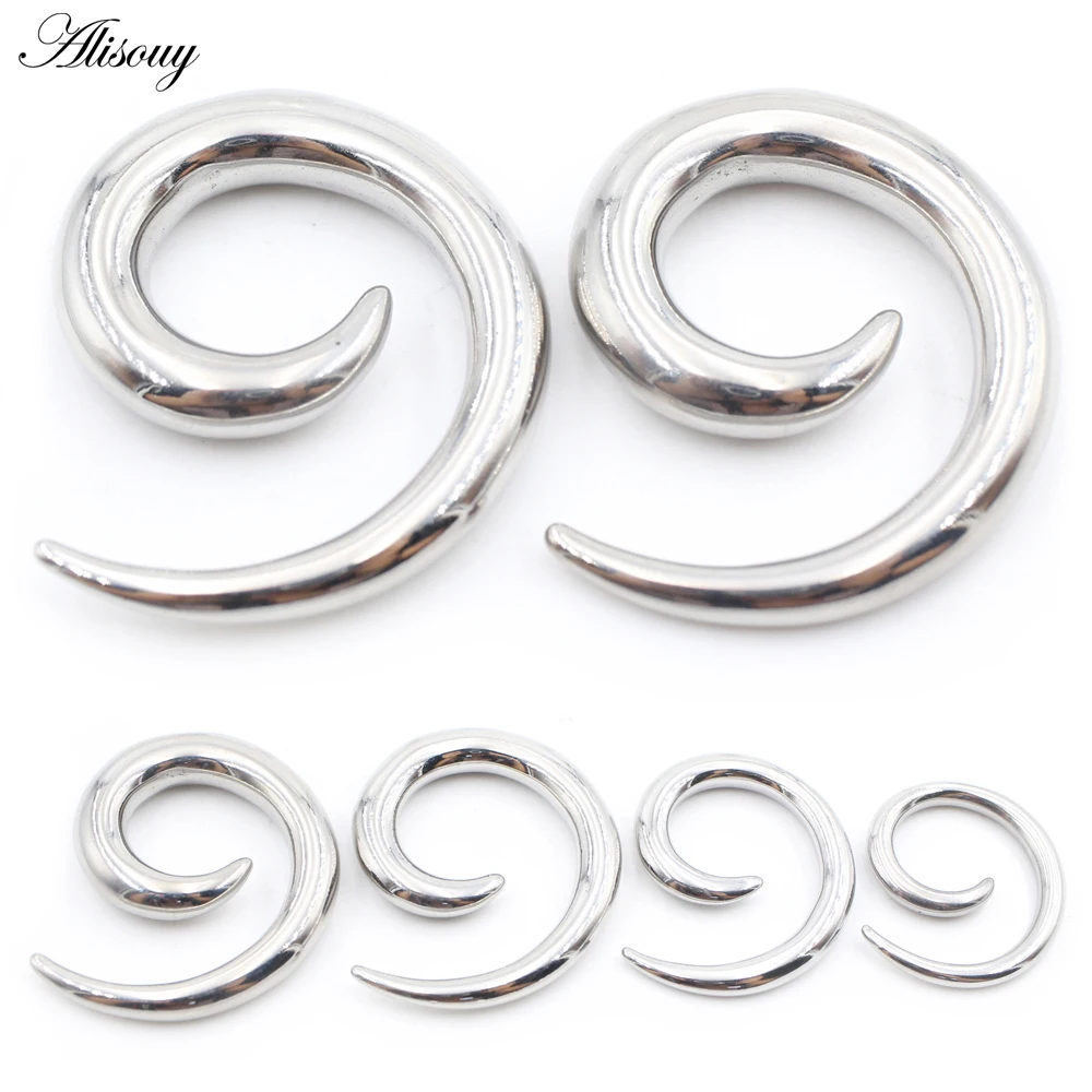 Alisouy 1PC 2.5-6mm Stainless Steel Spiral Ear Gauges Fake Ear Tapers Stretching Plugs Tunnel Expanders Body Piercing Jewelry