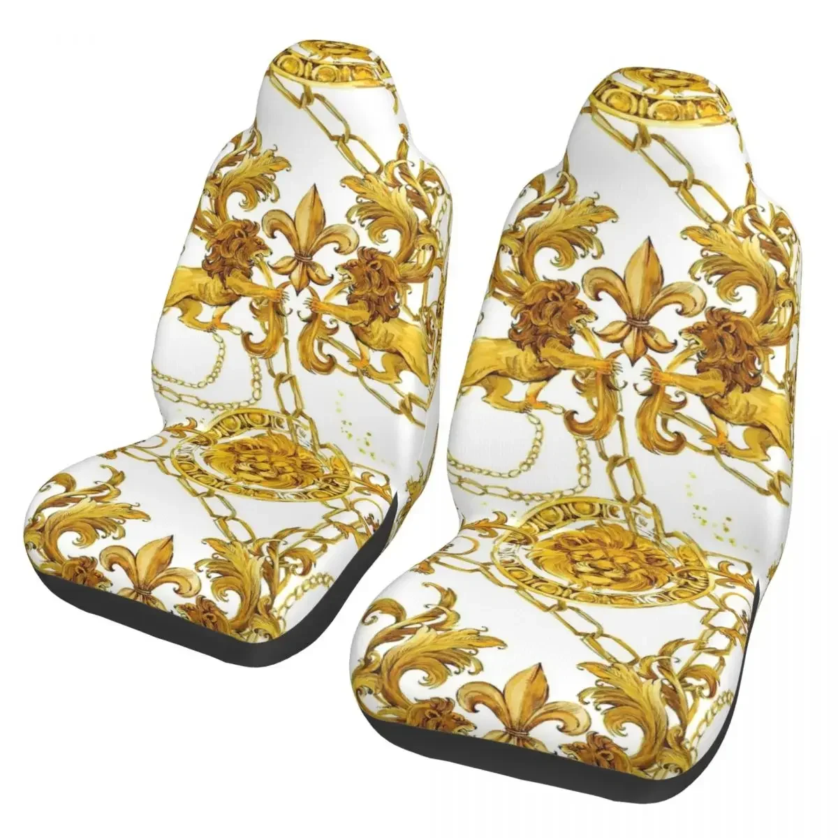 

Funda Universal para asiento coche con diseño lujo León Dorado, Interior coche, acuada para todo tipo molos, funda para asi