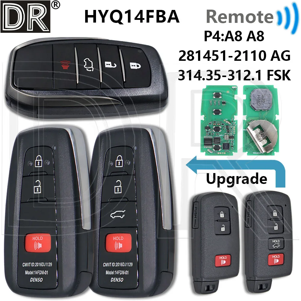 

Great 8A P4:A8 A8 314.35-312.1FSK 281451-2110 AG Car Remote Key For Toyota Limited Kluger Tundra Land Highlander Cruiser